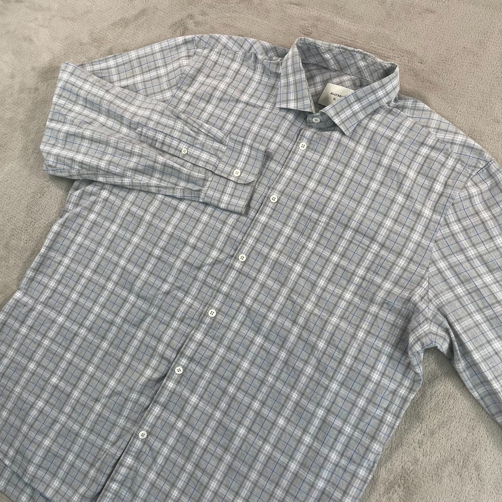 Billy Reid Tuscumbia Shirt Men XL Grey Plaid Standard Fit Long Sleeve Designer